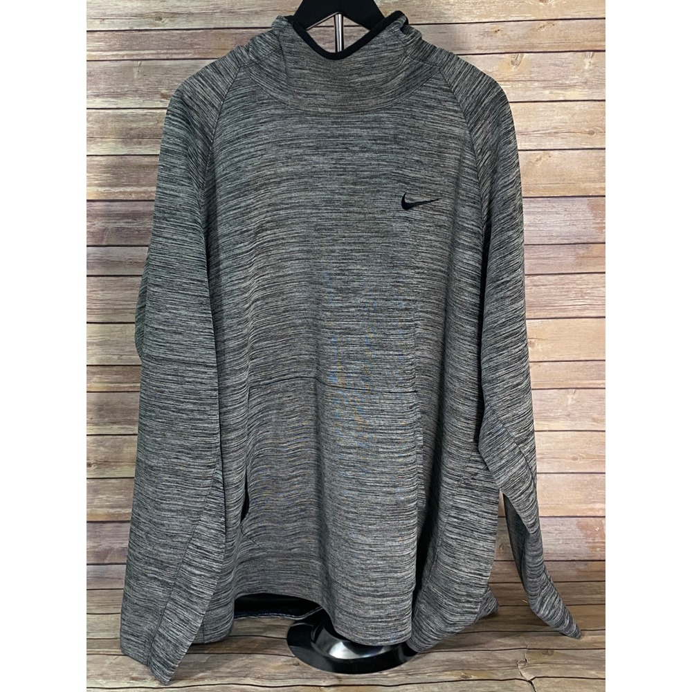 Nike Dri-FIT Mens 3XL Training Hoodie Heather Grey pullover Scuba Neck